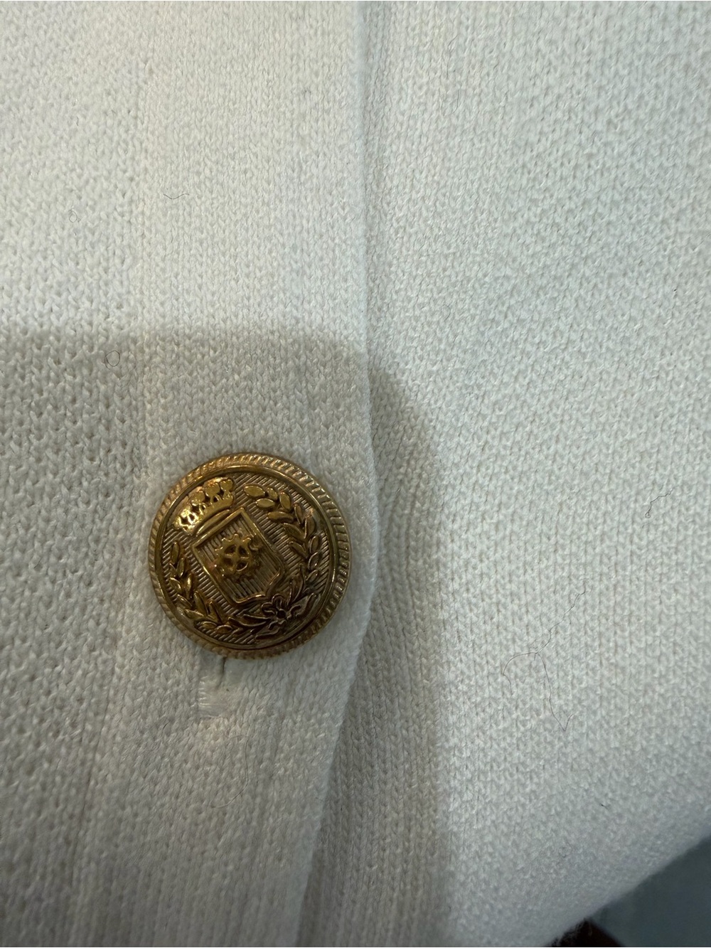 Zara Ivory Knit Short Sleeve Gold Button Cardigan Size M - Picture 6 of 8